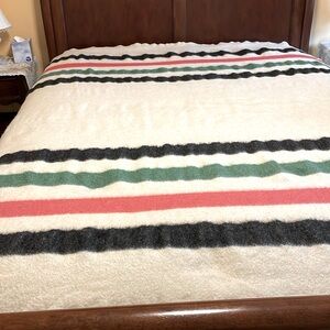Vintage Horner Wooden Mill Striped Blanket